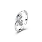 Simple And Fashion Twelve Constellation Libra Cubic Zircon Adjustable Ring Silver - One Size