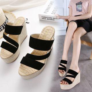 Strappy Wedge Slide Sandals