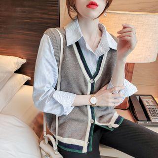 Striped Trim Sweater Vest
