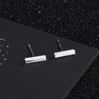 925 Sterling Silver Brushed Bar Earring