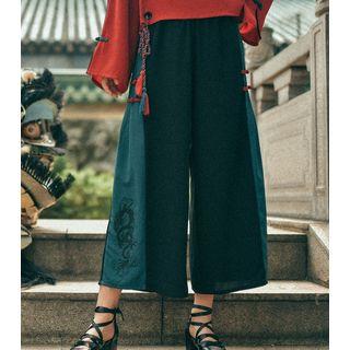 Chinese Style Long-sleeve Top / Wide Leg Pants