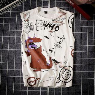 Cartoon Dinosaur Print Tank Top