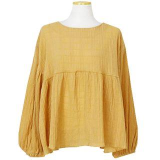 Puff-sleeve Ruffle Hem Blouse