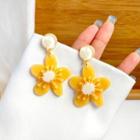 Floral Drop Sterling Silver Ear Stud 1 Pair - Yellow - One Size