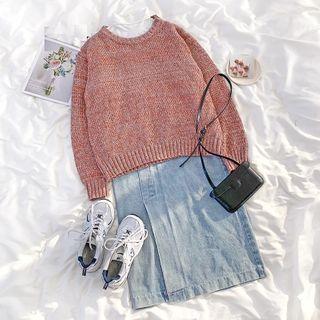 Long-sleeve  Knit Sweater As Shown In Figure - One Size