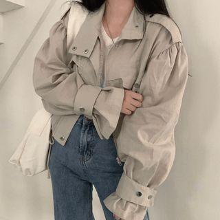 Collared Zip-up Jacket As Shown In Figure - One Size