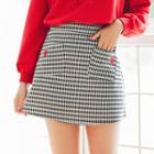 Heart Embroidered Gingham A-line Skirt