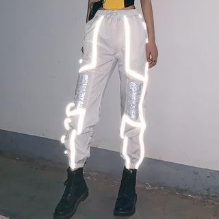 Reflective Lettering Print Sweatpants