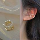 Beaded Clip-on Earring 1324a - 1 Pc - Clip On Earrings - White & Gold - One Size