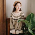 Patterned Sweater Khaki - One Size