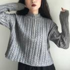 Cable-knit Half-zip Knit Top