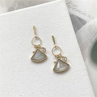 Faux Crystal Fan Dangle Earring 1 Pair - Stud Earring - One Size