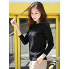 Round-neck Rib-knit Henley