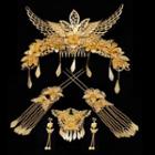 Set Of 5: Metal Fringe Floral Hair Claw + Hair Pin + Earring Set - Tiara - One Size