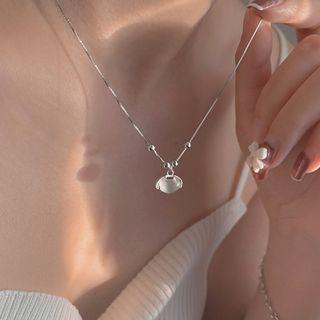 Faux Cat Eye Stone Pendant Alloy Choker Silver - One Size