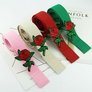 Embroidered Floral Canvas Belt