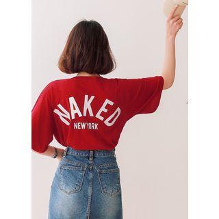 Letter Print Colored Boxy-fit T-shirt