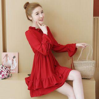Bell-sleeve Layered Mini A-line Dress