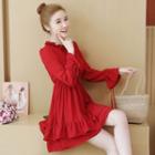 Bell-sleeve Layered Mini A-line Dress