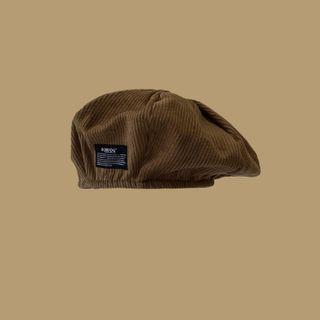 Corduroy Appliqued Beret Hat