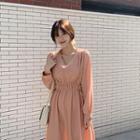 V-neck Tie-side Shirred Dress
