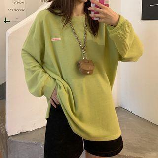 Long Sleeve Waffle Applique T-shirt