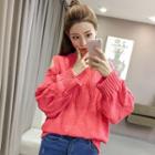 Cold Shoulder Cable Knit Sweater