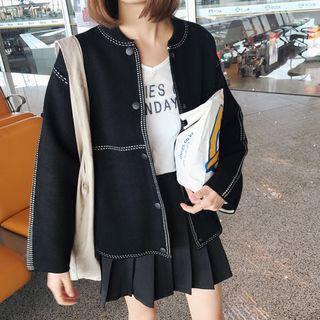 Contrast Stitching Snap Button Jacket