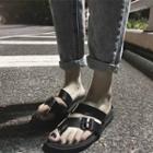 Buckled Loop-toe Slide Sandals