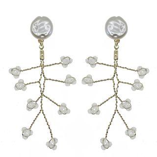 Faux Pearl Faux Crystal Fringed Earring