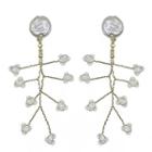 Faux Pearl Faux Crystal Fringed Earring