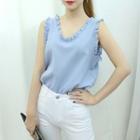 Frill-accent Sleeveless Blouse