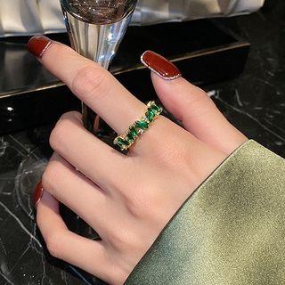 Rhinestone Alloy Ring Green - One Size