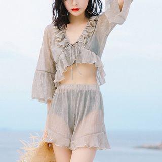 Set: Plain Bikini + Cover Up + Shorts
