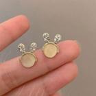 Rabbit Faux Cat Eye Stone Alloy Earring 1 Pair - Eh1222 - Gold - One Size