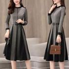 Long-sleeve Godet A-line Dress