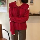 Tie Neck Sweater Red - One Size