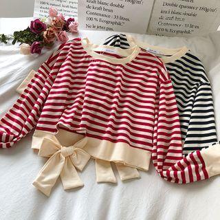 Striped Tie-waist Sweatshirt