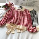 Striped Tie-waist Sweatshirt