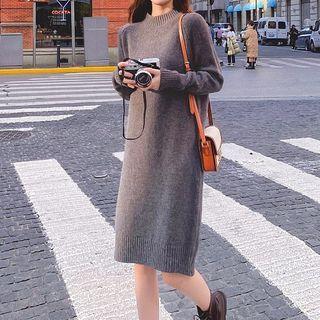 Long-sleeve Semi High-neck Sweater Dress