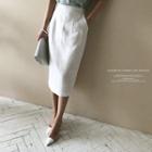 H-line Midi Linen Skirt