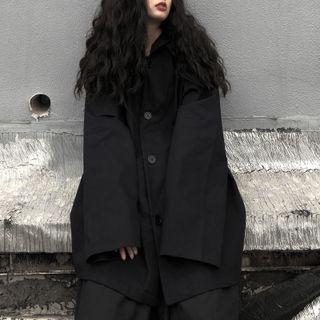Oversized Hooded Shirt / Irregular Wide Leg Capri Pants