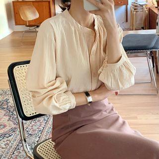 Crystal-pleat Cotton Blouse