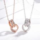 Rhinestone Interlocking Hoop Pendant Necklace Silver - One Size