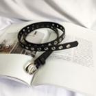 Faux Leather Studded Hole Belt Black - One Size