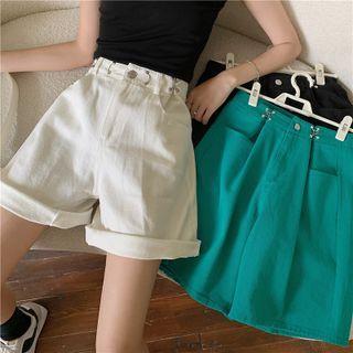 High Waist Denim A-line Shorts