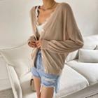 Long-sleeve Lettuce-edge Colored Cardigan