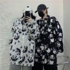 Panda Patterned Front Pocket Button-down Shirt