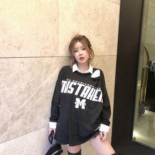 Lettering Printed Loose-fit Pullover