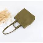 Set: Faux Leather Double-strap Tote Bag + Pouch